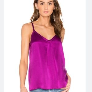 VINCE magenta silk cami, pink silk top, magenta top, designer top